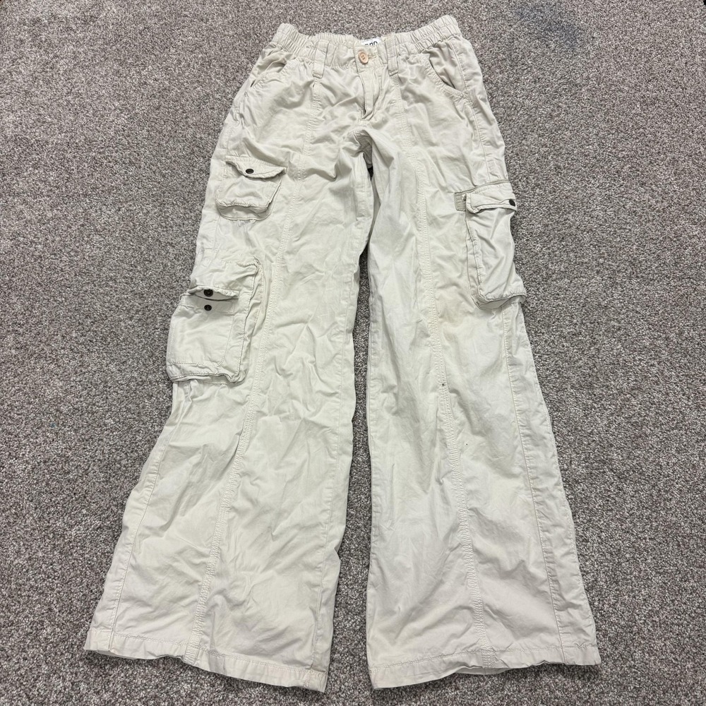 BDG Cargo Pants Womens XS Beige Y2K Wide Leg Lightweight Elastic Waist Pockets